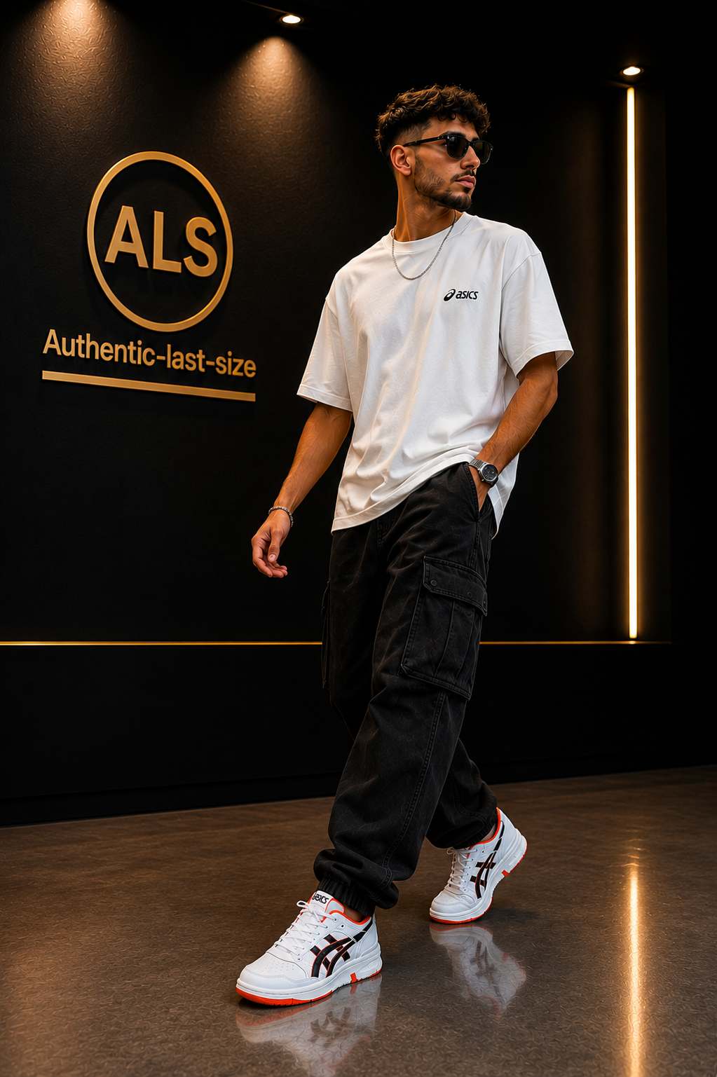 ASICS EX89 – Baskets SportStyle – Blanc / Noir / Orange