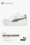 Puma Oslo Maja Archive en cuir – Femme – Blanc / Kaki