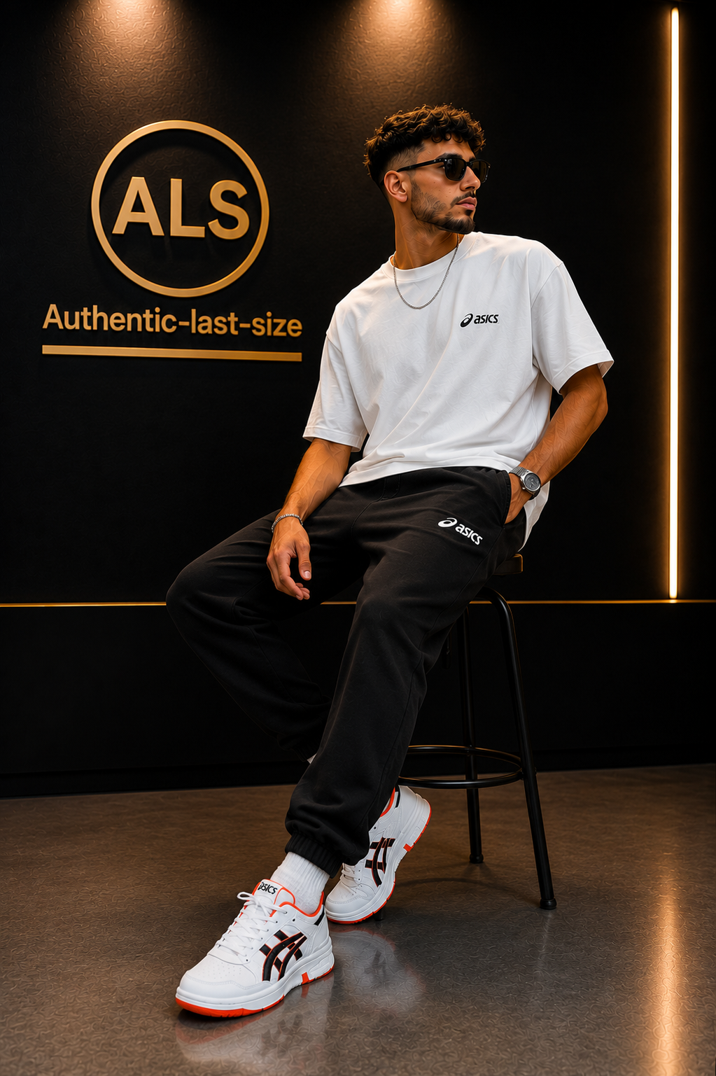 ASICS EX89 – Baskets SportStyle – Blanc / Noir / Orange