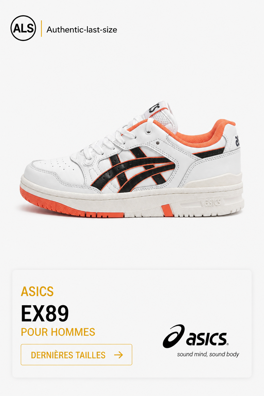 ASICS EX89 – Baskets SportStyle – Blanc / Noir / Orange