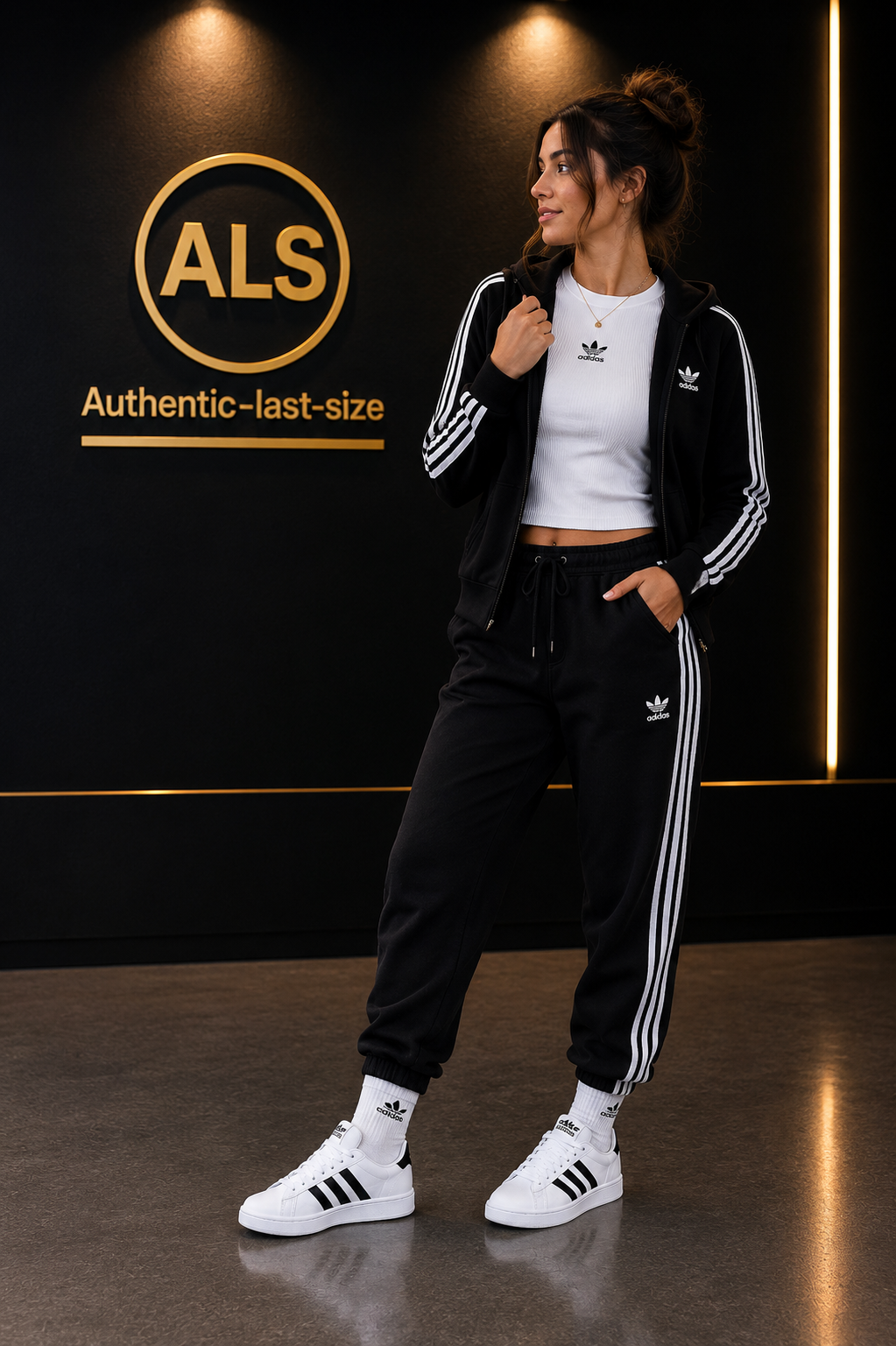 adidas Grand Court – Baskets en cuir – Blanc / Noir