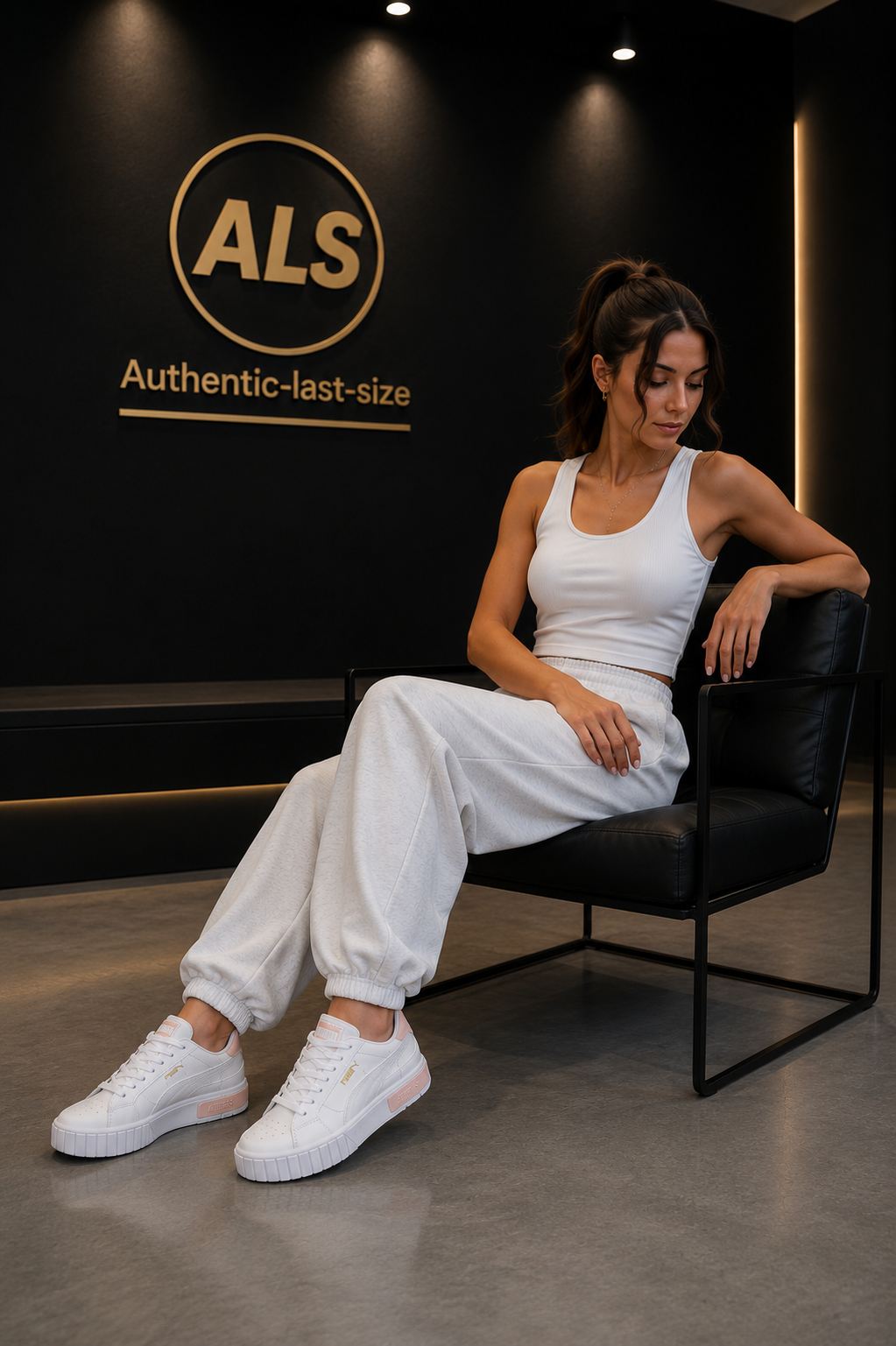 Puma Cali Star en cuir – Femme – Blanc / Rose pêche