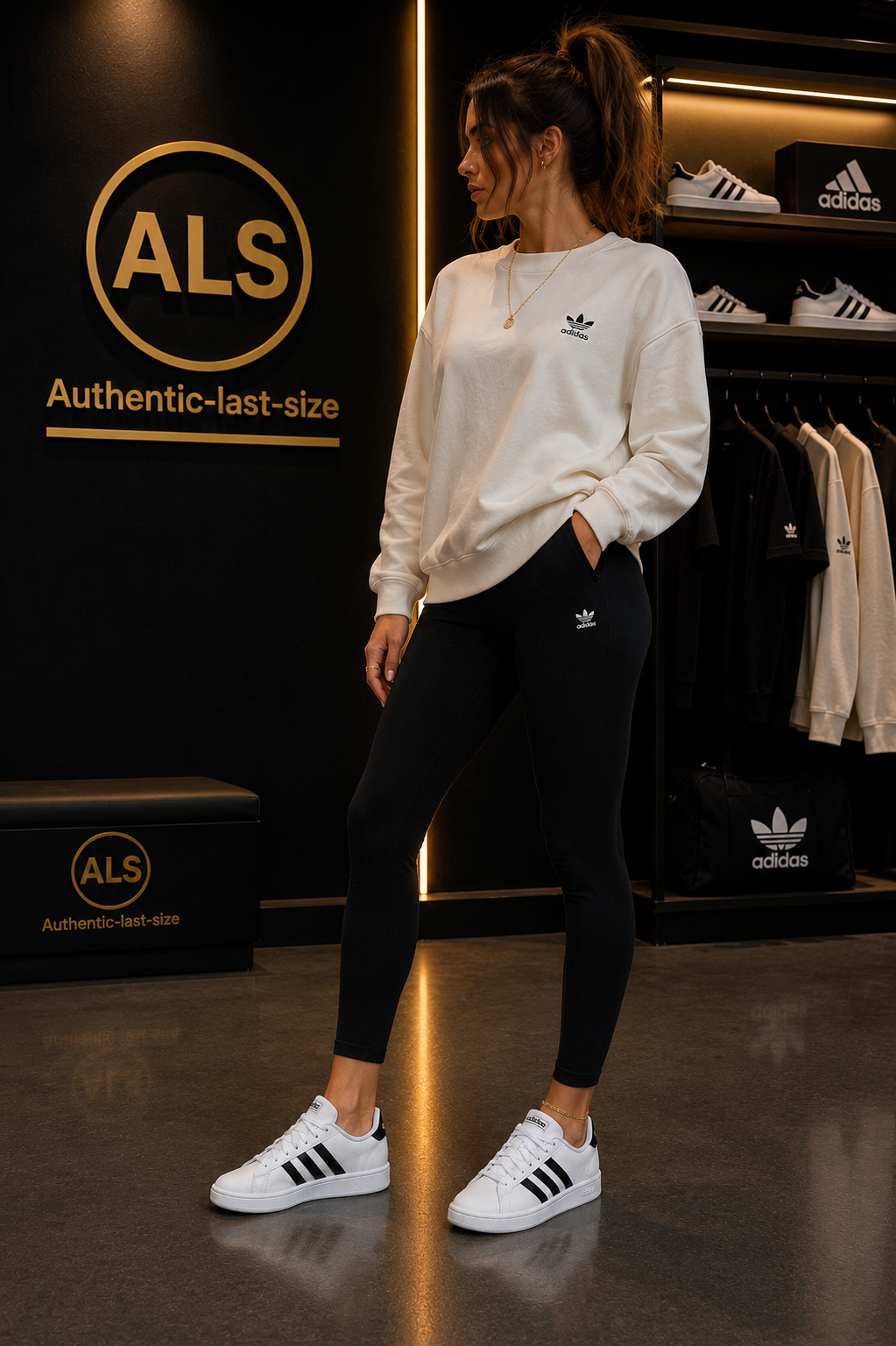 adidas Grand Court – Baskets en cuir – Blanc / Noir