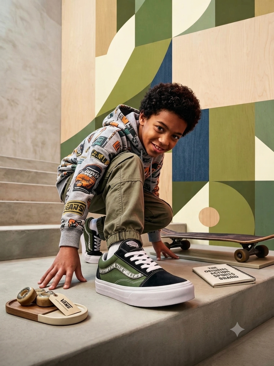 Vans Old Skool – Vert Kaki / Noir / Blanc