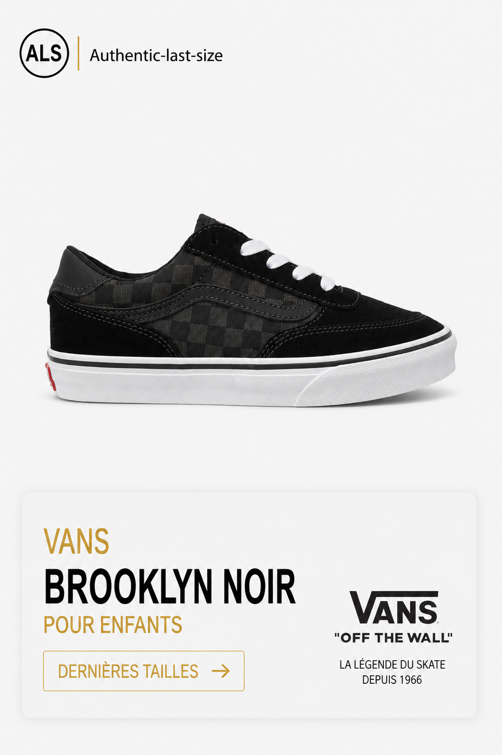Vans Brooklyn LS Checkerboard – Baskets Noir / Asphalt