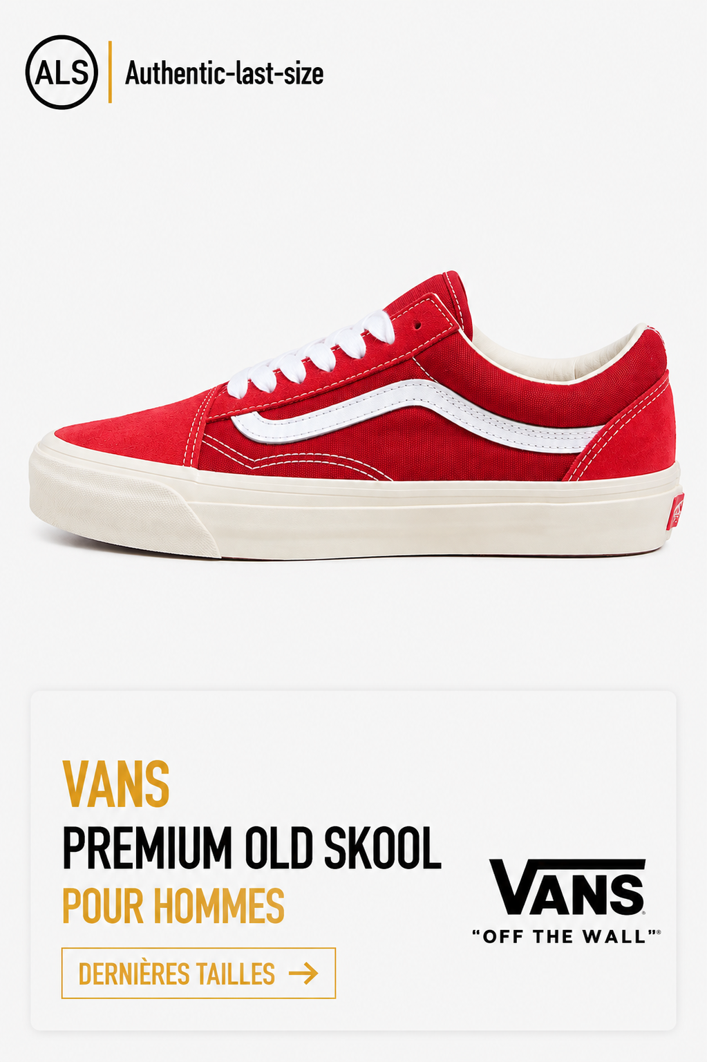 Vans Premium LX Old Skool – Rouge / Blanc – Unisexe