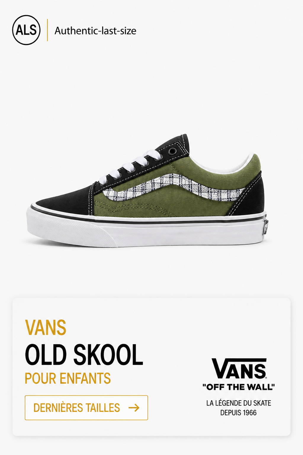 Vans Old Skool – Vert Kaki / Noir / Blanc