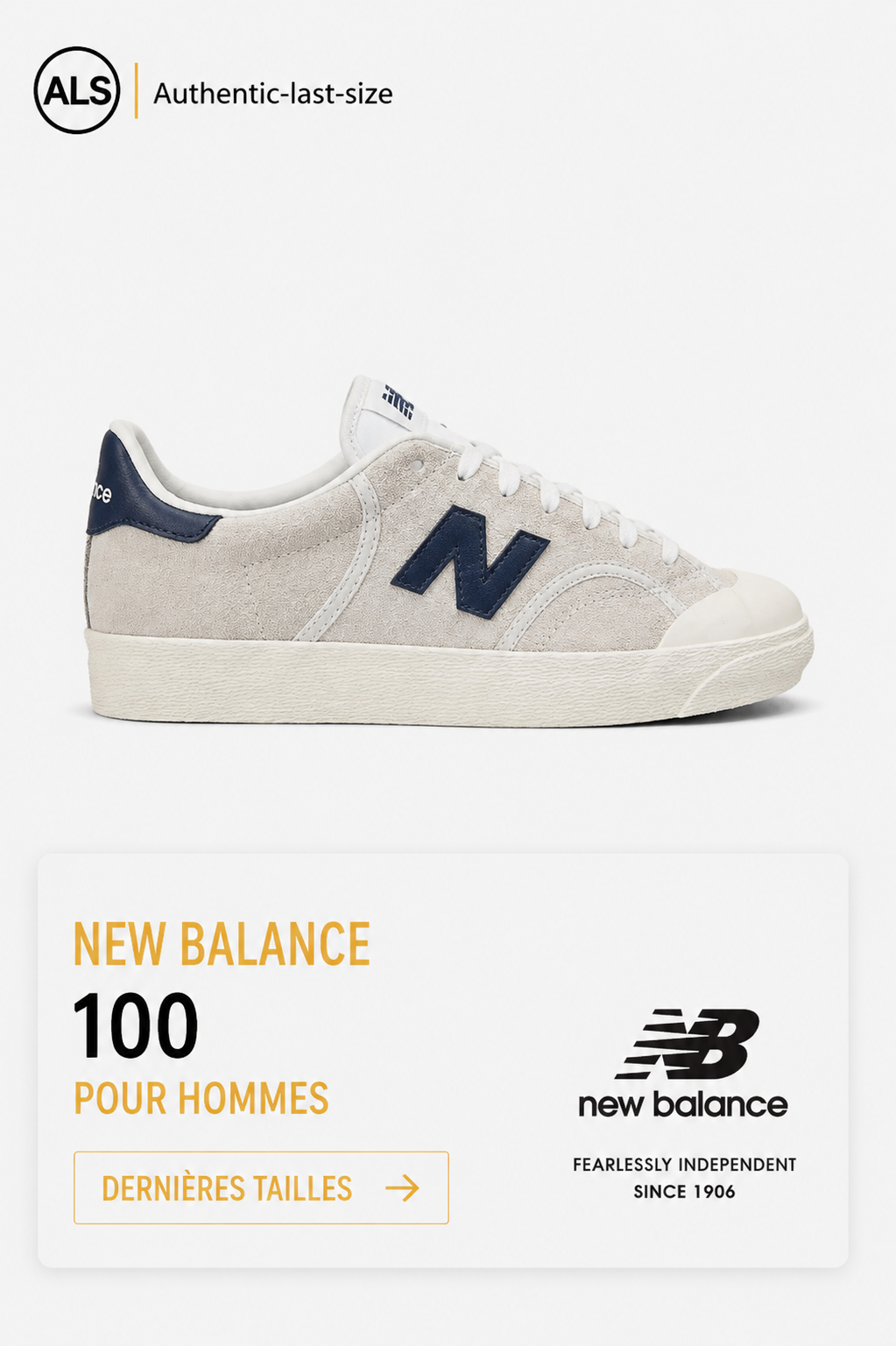 New Balance BB100 – Baskets lifestyle – Blanc cassé / Bleu marine