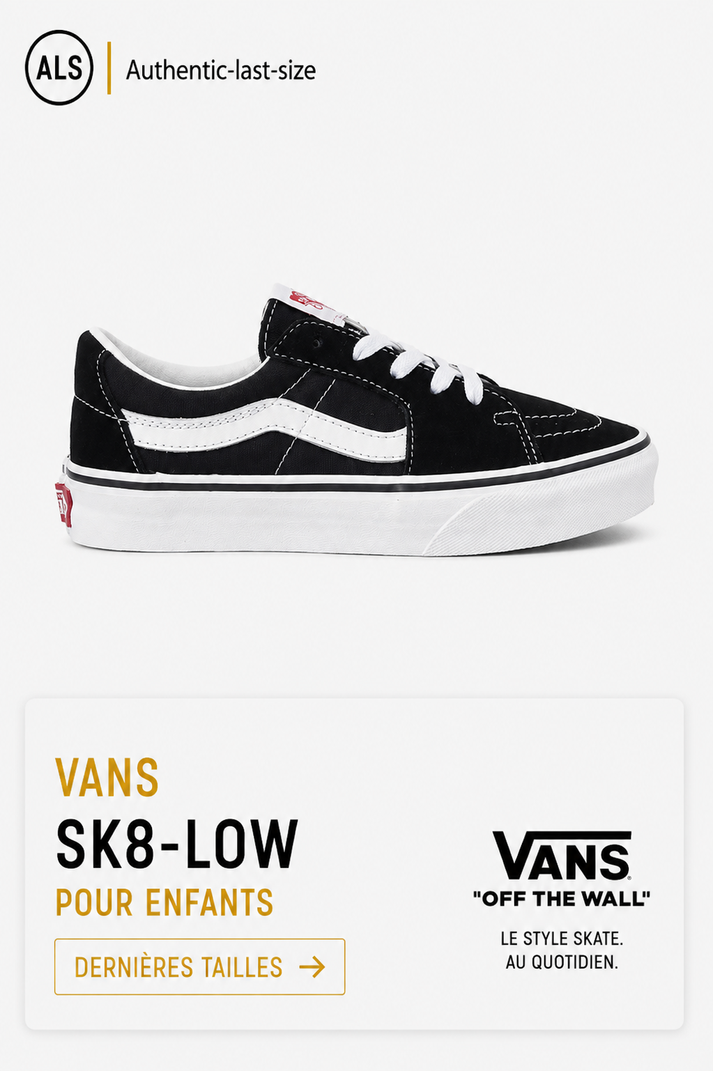 Vans Sk8-Low – Noir / Blanc