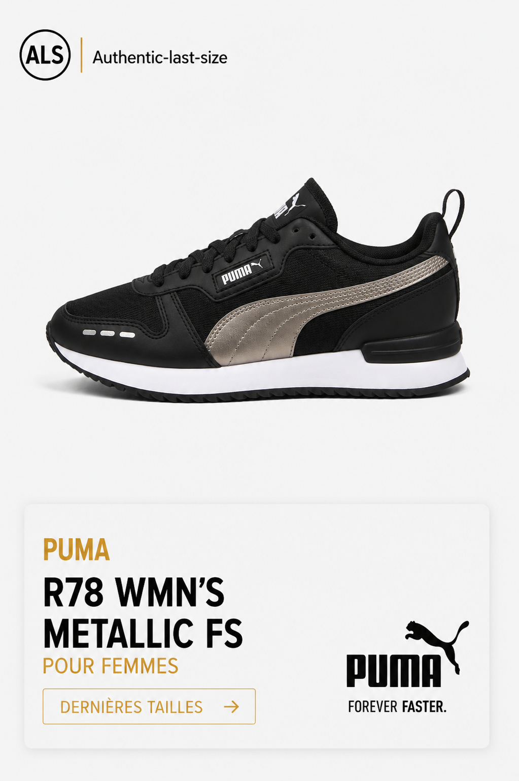 PUMA R78 Metallic FS – Baskets lifestyle – Noir / Métallisé
