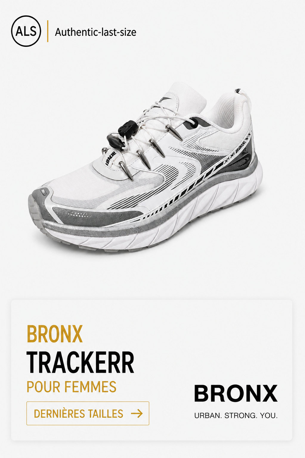 BRONX Trackerr – Blanc / Argent / Noir